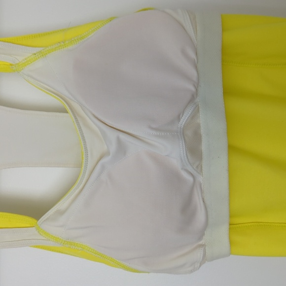 Yellow white athletic top with built in sport bra - Picture 8 of 8